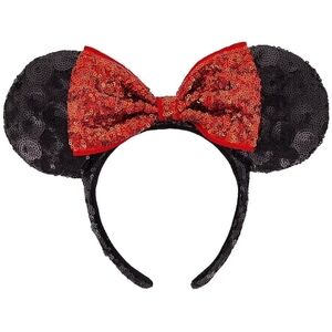 Disney Parks Minnie Mouse Sequin Red Black Ears Headband